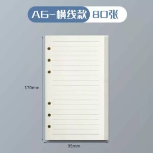 Recharge de papier A6 pour carnet à anneaux