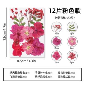 Fleurs séchées 12 pièces version rose