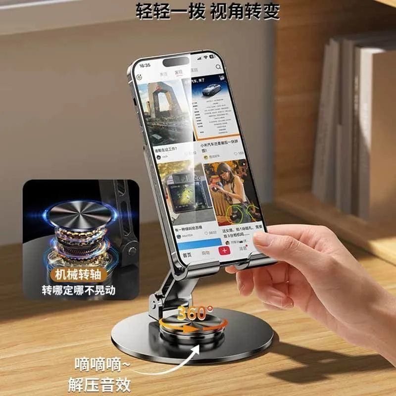 Support téléphone rotatif 360° en acier au carbone | Support pliable et réglable en hauteur pour smartphone et tablette – Image 3